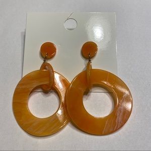 NWT Tangerine Marble Drop Earrings Hoop Retro